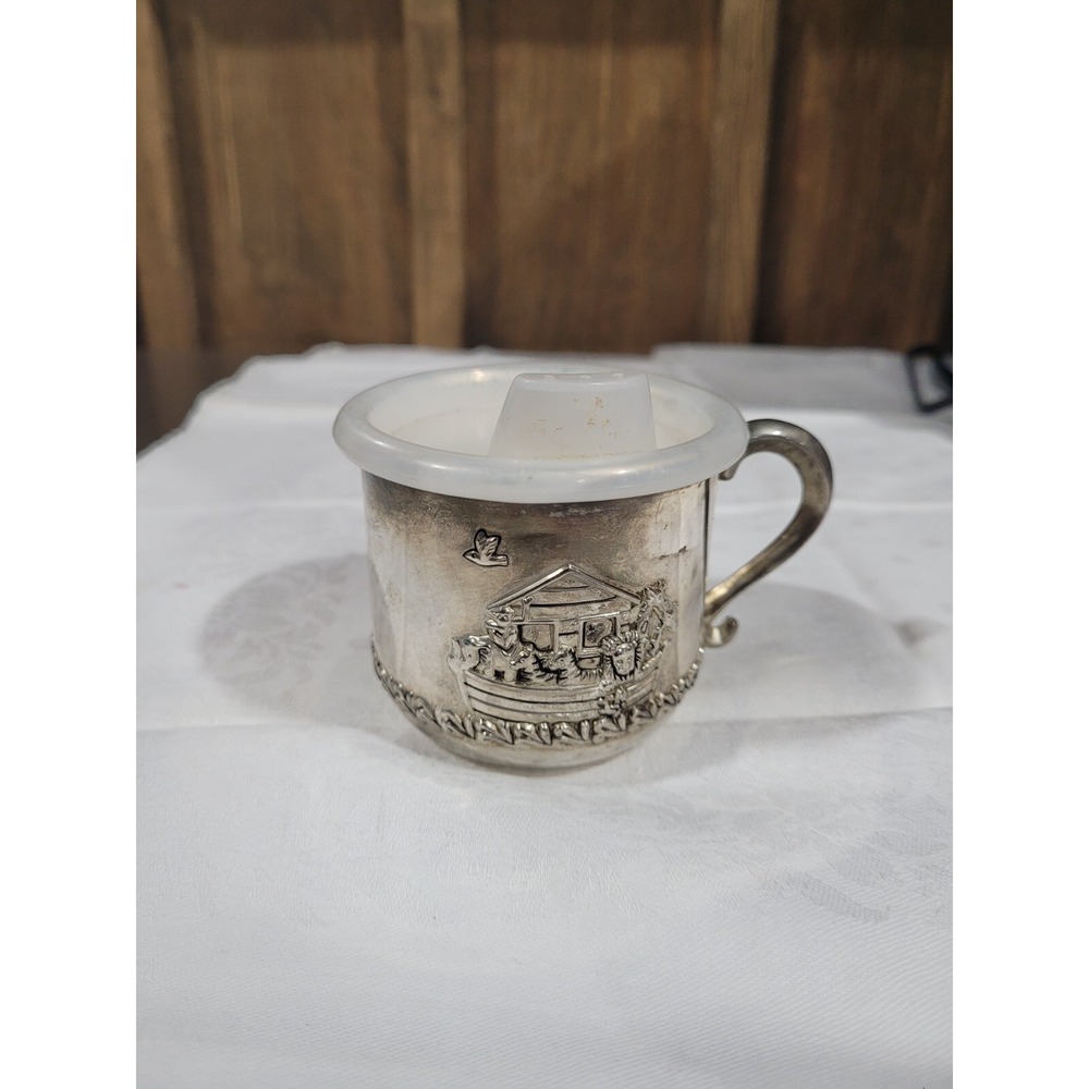 Beautiful Vintage Godinger Silver Plated Noah's Arc Baby Cup In Original Box